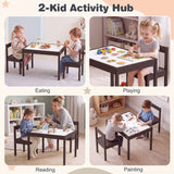 3-Piece Toddler Activity Table Set with Solid Rubber Wood Frame