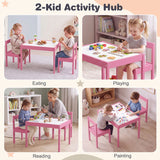 3-Piece Toddler Activity Table Set with Solid Rubber Wood Frame