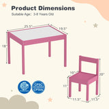 3-Piece Toddler Activity Table Set with Solid Rubber Wood Frame