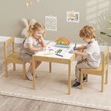 3-Piece Toddler Activity Table Set with Solid Rubber Wood Frame
