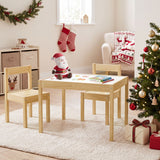 3-Piece Toddler Activity Table Set with Solid Rubber Wood Frame