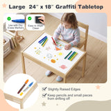 3-Piece Toddler Activity Table Set with Solid Rubber Wood Frame