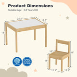 3-Piece Toddler Activity Table Set with Solid Rubber Wood Frame