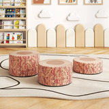 3-Piece Tree Stump Stool Set with Wood Printing Nature Decoration