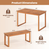 3 Pieces Acacia Wood Picnic Set with Outdoor Dining Table and 2 Benches for 4 People