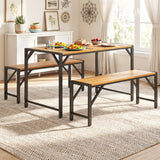 Set of 1 Acacia Wood Outdoor Bench 47.5" with Slatted Seat for Backyard