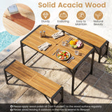 Set of 2 Acacia Wood Outdoor Bench 47.5" with Slatted Seat for Backyard