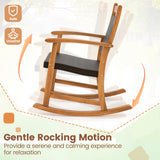 3 Pieces Acacia Wood Patio Rocking Chair Set with Side Table