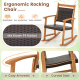 3 Pieces Acacia Wood Patio Rocking Chair Set with Side Table