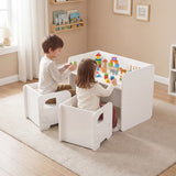 3 Pieces Kids Table and Chair Set with Space-saving Toddler Table and 2 Chairs