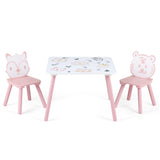 3 Pieces Kids Table and Chairs Set with Animal Patterns for Kids