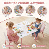3 Pieces Kids Table and Chairs Set with Animal Patterns for Kids