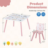 3 Pieces Kids Table and Chairs Set with Animal Patterns for Kids