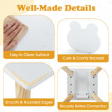 3 Pieces Kids Wooden Table and Chair Set with Cute Froggy Design-White