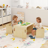 3 Pieces Kids Wooden Table and Chair Set