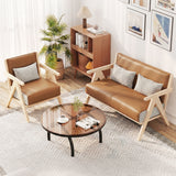 3 Pieces Living Room Furniture Set with Rubber Wood Frame