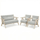 3 Pieces Living Room Furniture Set with Rubber Wood Frame