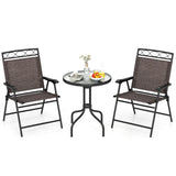3 Pieces Outdoor Bistro Dining Furniture Set with Umbrella Hole