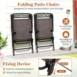 3 Pieces Outdoor Bistro Dining Furniture Set with Umbrella Hole