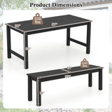 3 Pieces Outdoor Dining Table Set with 2 Benches