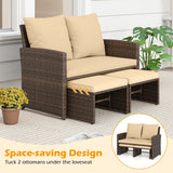 3 Pieces Outdoor Patio PE Wicker Furniture Set with Cushions