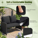 3 Pieces Outdoor Patio PE Wicker Furniture Set with Cushions