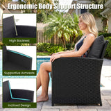 3 Pieces Outdoor Patio PE Wicker Furniture Set with Cushions
