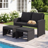 3 Pieces Outdoor Patio PE Wicker Furniture Set with Cushions