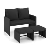 3 Pieces Outdoor Patio PE Wicker Furniture Set with Cushions