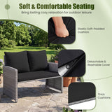 3 Pieces Outdoor Patio PE Wicker Furniture Set with Cushions