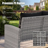 3 Pieces Outdoor Patio PE Wicker Furniture Set with Cushions