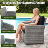 3 Pieces Outdoor Patio PE Wicker Furniture Set with Cushions