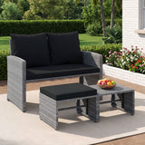 3 Pieces Outdoor Patio PE Wicker Furniture Set with Cushions