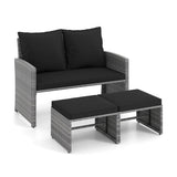 3 Pieces Outdoor Patio PE Wicker Furniture Set with Cushions