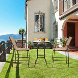 3 Pieces Outdoor Patio Bar Table Stool Set
