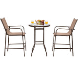 3 Pieces Outdoor Patio Bar Table Stool Set