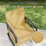 3 Pieces Outdoor Rattan Rocking Chairs Set with  2-Tier Side Table for Garden Backyard