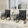 3 Pieces Outdoor Rattan Rocking Chairs Set with  2-Tier Side Table for Garden Backyard