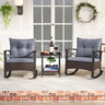 3 Pieces Outdoor Rattan Rocking Chairs Set with  2-Tier Side Table for Garden Backyard