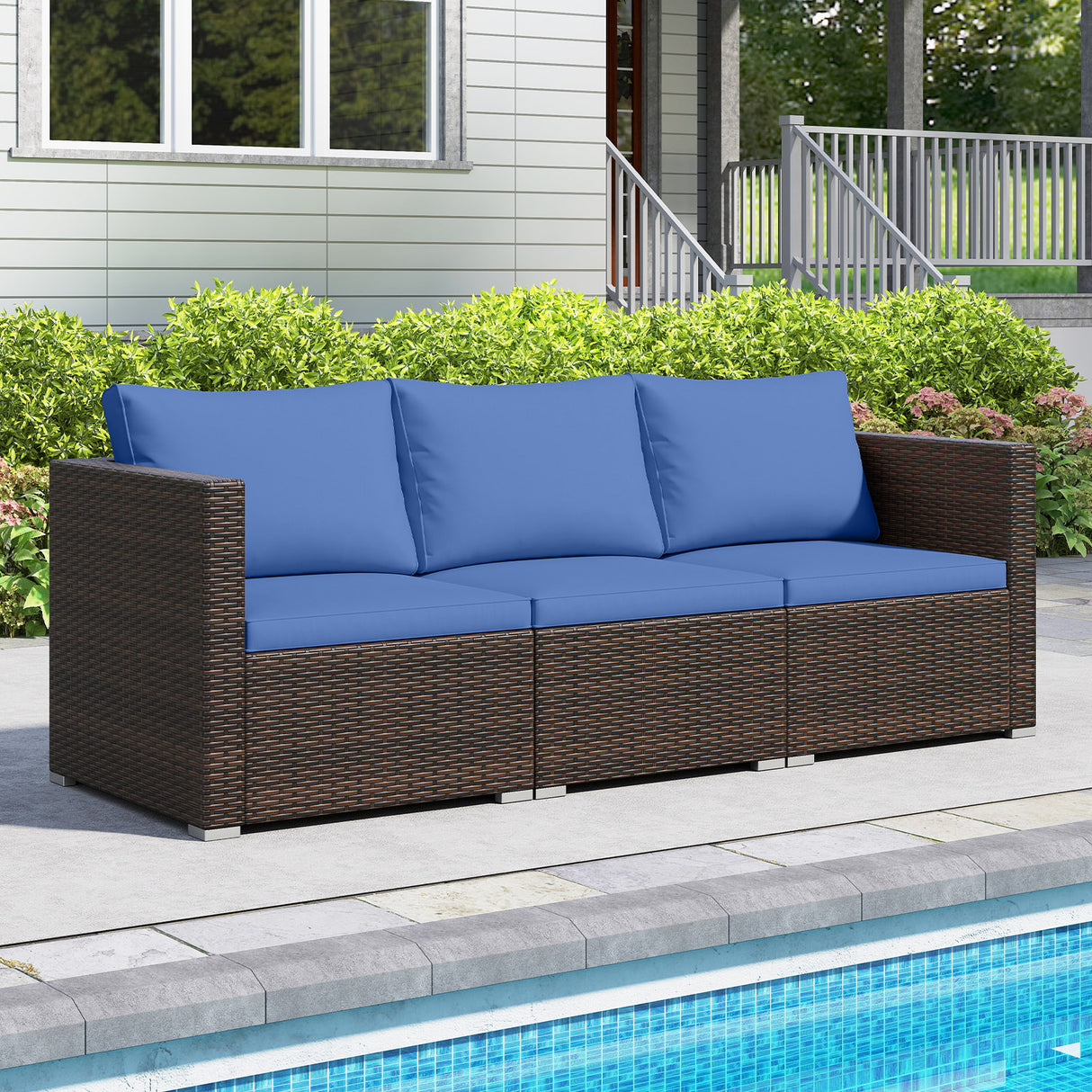 3 Pieces Patio Sectional Sofa Set with Soft Cushions