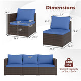 3 Pieces Patio Sectional Sofa Set with Soft Cushions