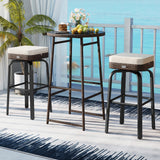 3 Pieces Outdoor Swivel Bar Set PE Rattan Bar Height Table with 2 Chairs-White