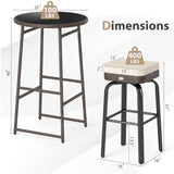 3 Pieces Outdoor Swivel Bar Set PE Rattan Bar Height Table with 2 Chairs-White