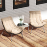 3 Pieces PE Rattan Conversation Set with Cushioned Papasan Chairs