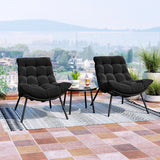 3 Pieces PE Rattan Conversation Set with Cushioned Papasan Chairs