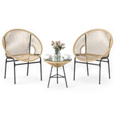 3PCS Patio Acapulco Furniture Bistro Set with GlassTable