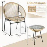 3PCS Patio Acapulco Furniture Bistro Set with GlassTable