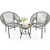 3 Pieces Patio Acapulco Furniture Bistro Set with Glass Table