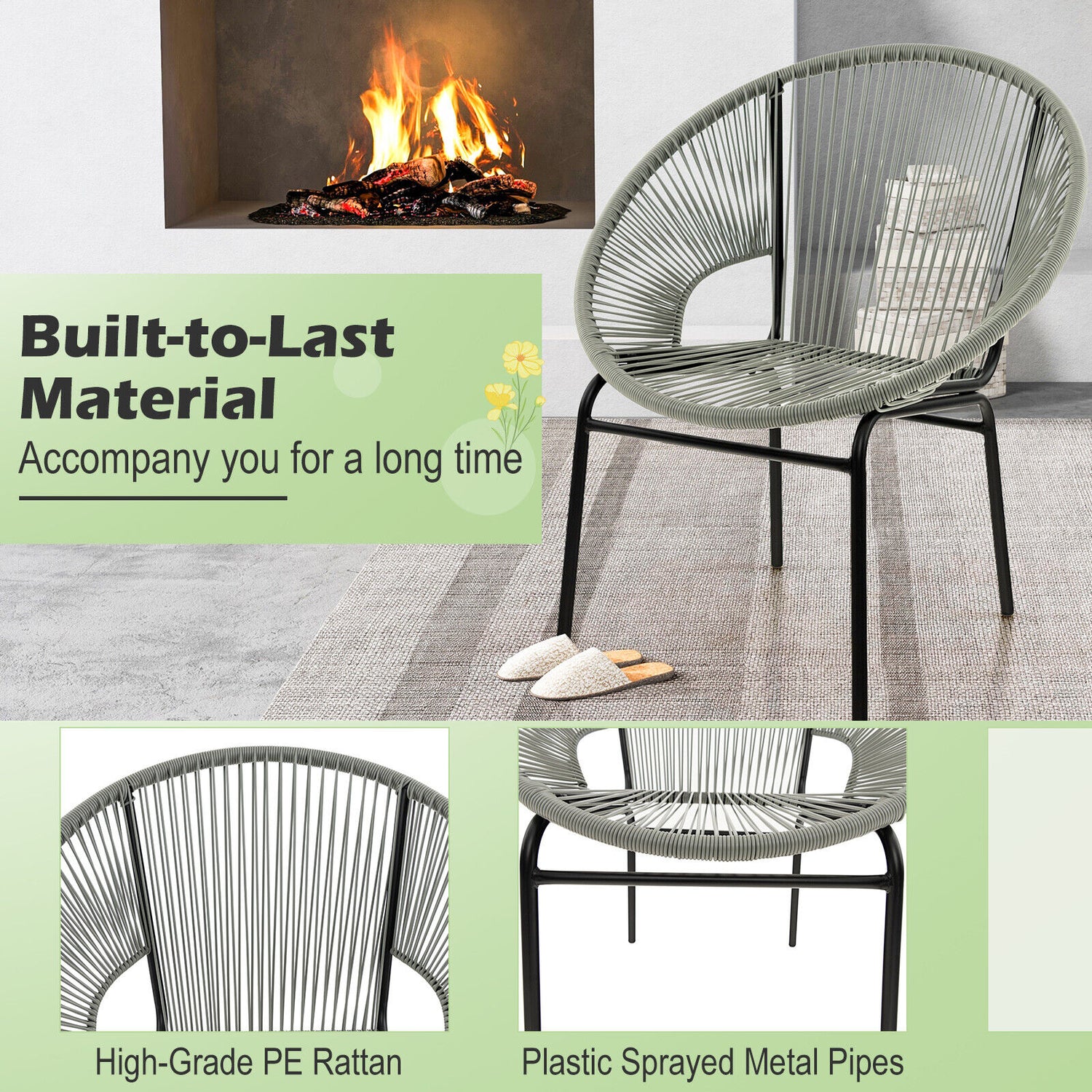 3 Pieces Patio Acapulco Furniture Bistro Set with Glass Table