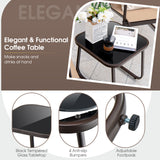 3 Pieces Patio Conversation Set with Breathable Fabric and Tabletop-Brown